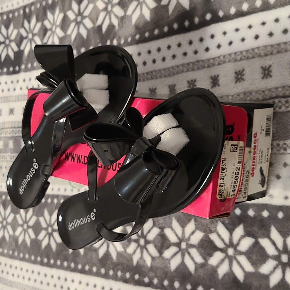 Dollhouse Jelly Bow Black Flip Flop